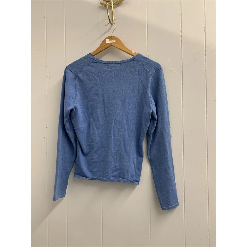 Cutter & Buck Sweater Medium‎ Pullover Unisex Womens y2k V-Neck Blue 100% Cotton